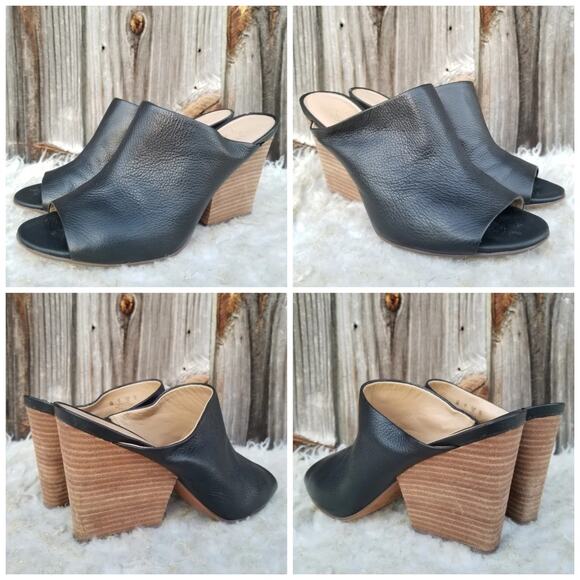 Black Heeled Mule Naturalizer Sloan Size 9 Leather Open Toe Slide Slip On VGUC - Picture 14 of 14